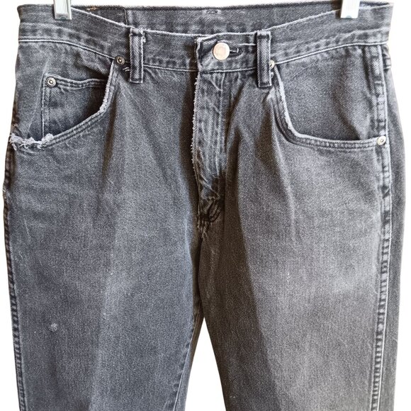 30x31 Vintage Black Fade Rocker Jeans Wrangler 1990's Straight MADE IN USA - Picture 4 of 8